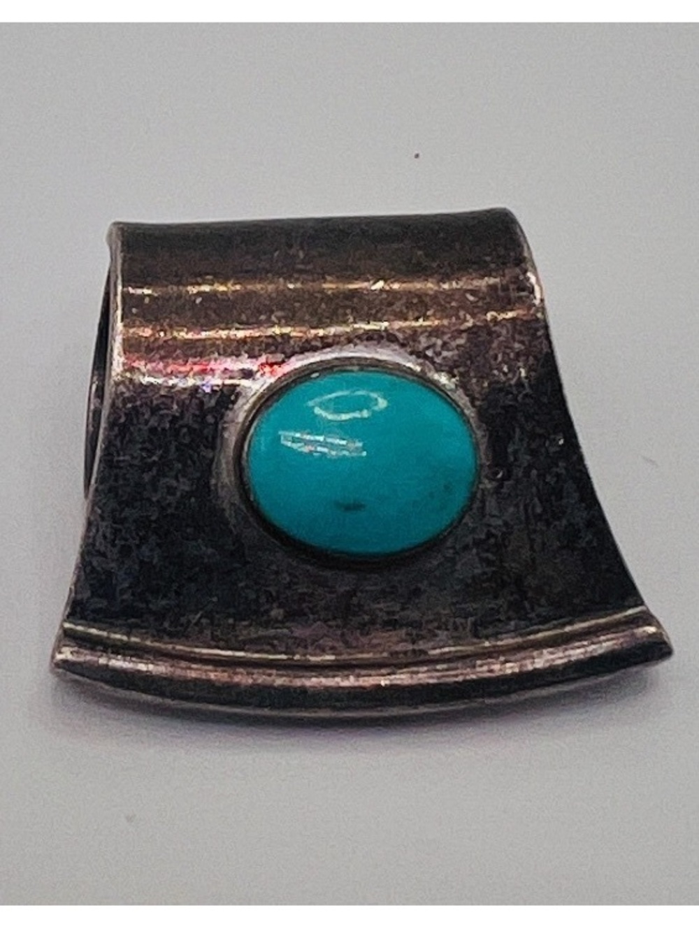 Vintage Sterling Silver 925 Turquoise Scarf Slide Southwestern Modernist Jewelry